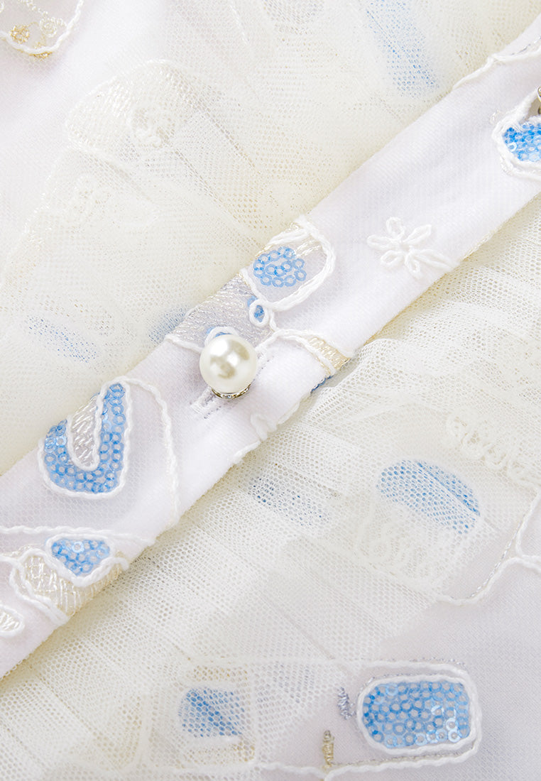 Beige Dreamy Embroiederd Stand Collar Shirt