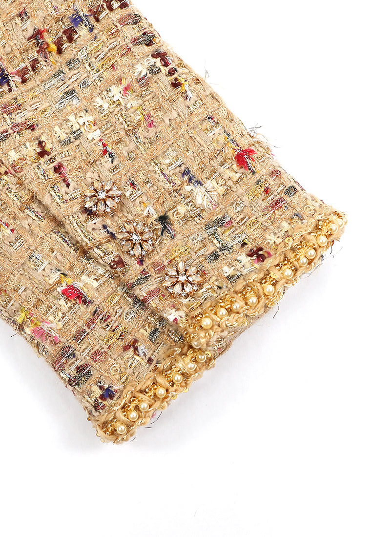 Beige Tweed Tresse Doré Jacket