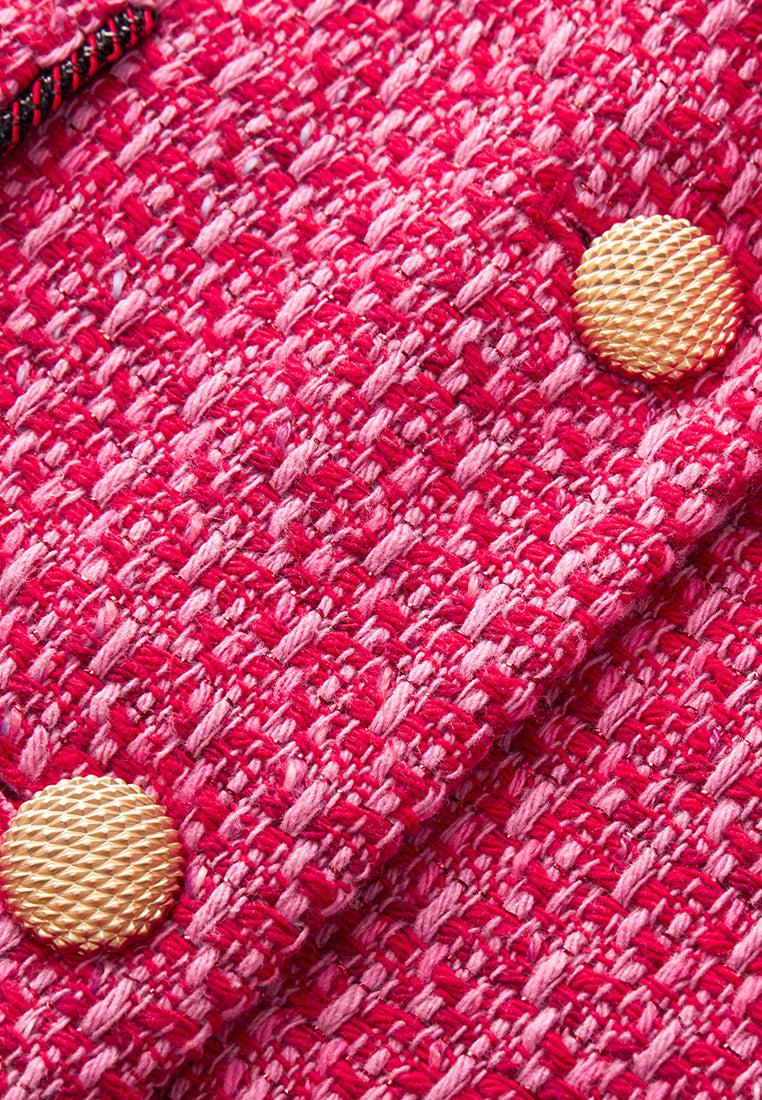 Fuchsia Pink Patch-Pocket Cropped Jacket