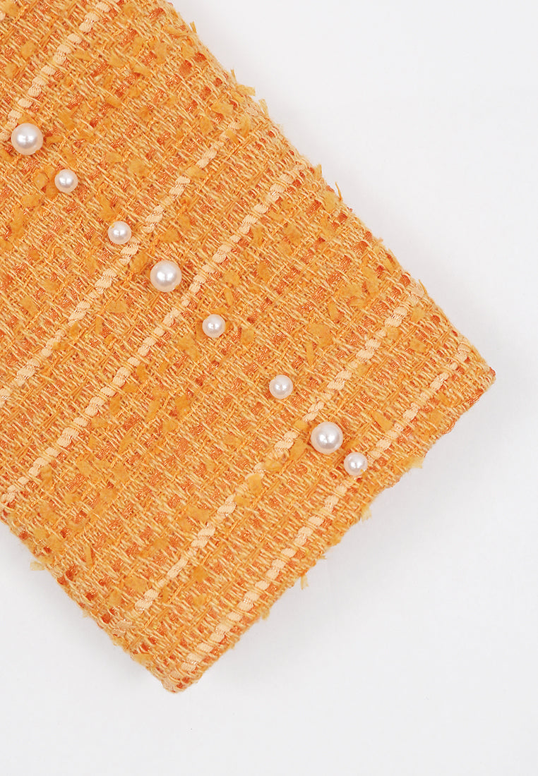 Orange Tweed Perle Bijou Jacket