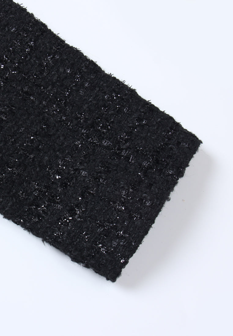 Noir Fleurie Robe en Tweed