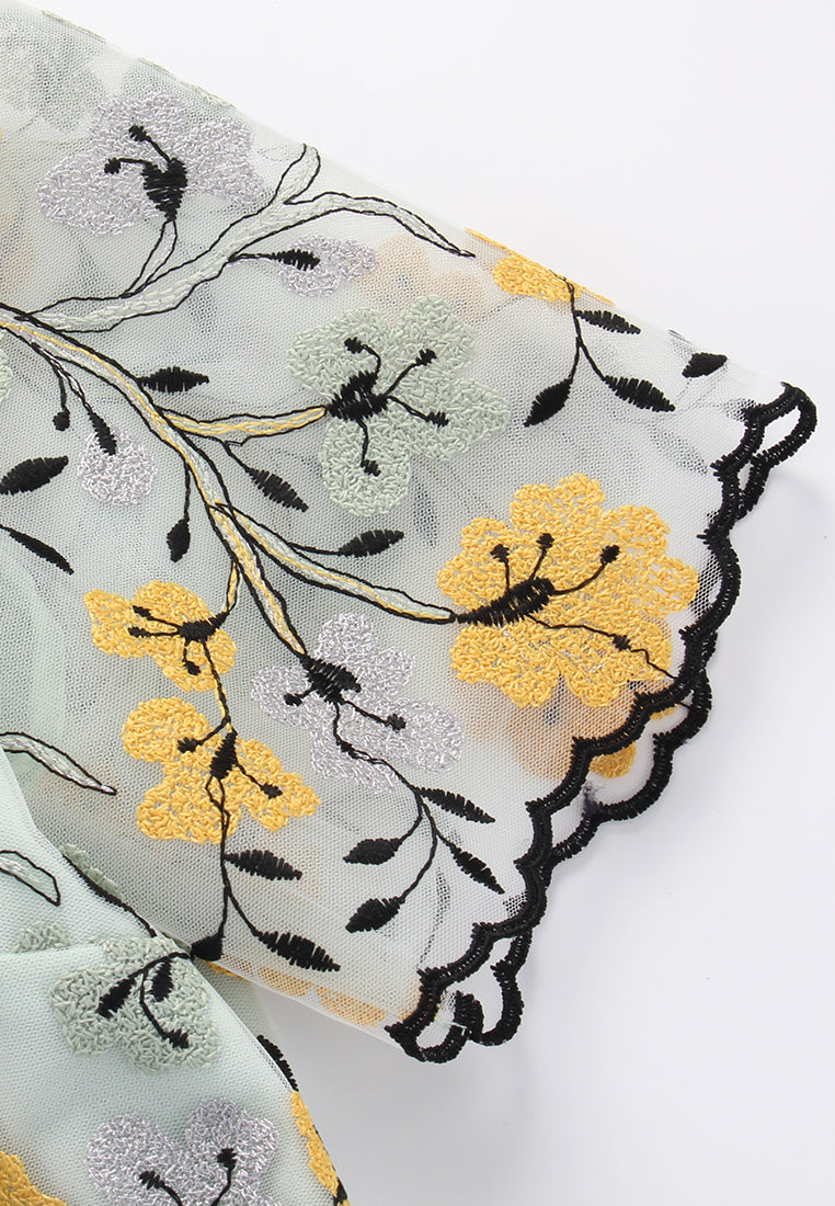 Celadon Garden Embroided Dress