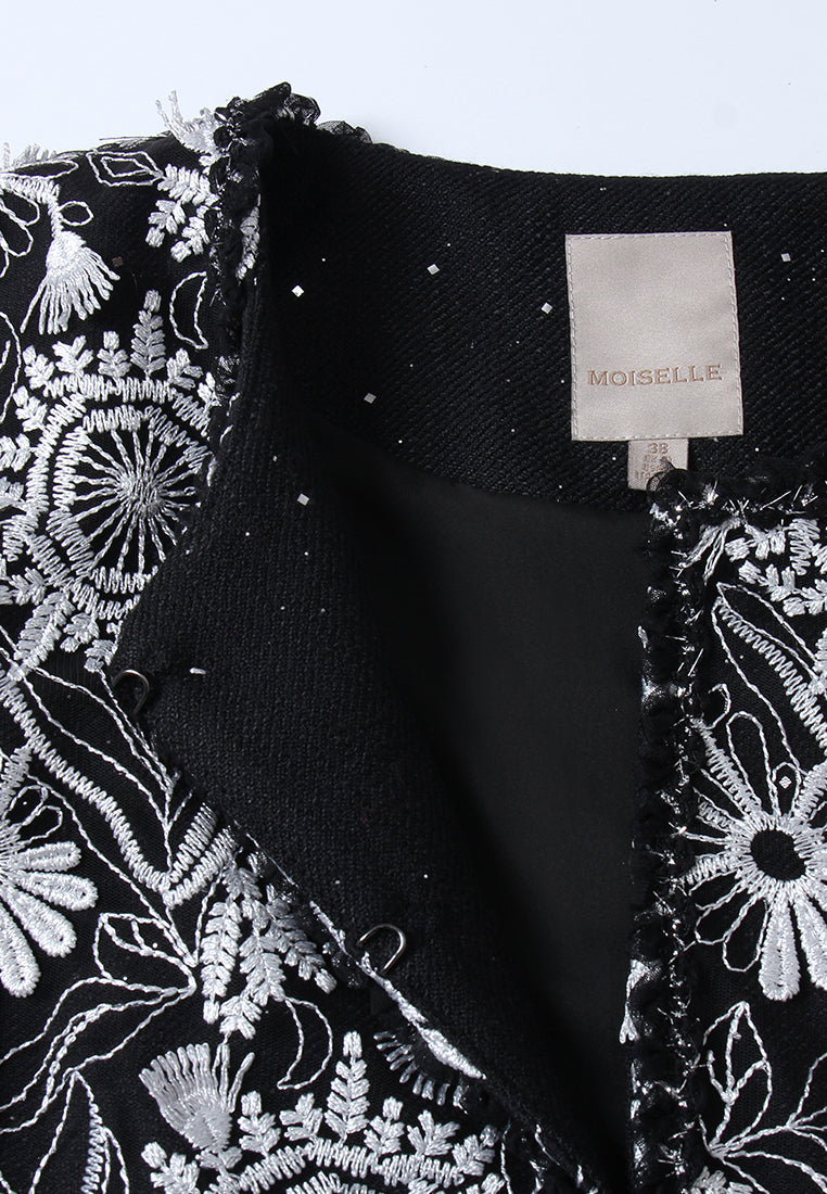 Contrast Appliqué Beaded-edge Jacket