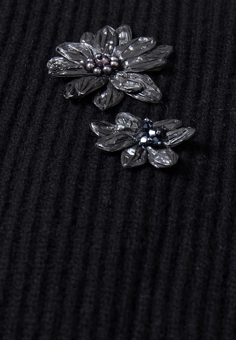 Broderie Fleurie Ribbed Knit Top