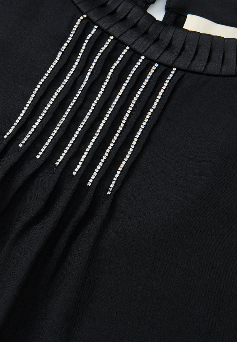 Pleated-detail Crystal-trim Sleeveless Top