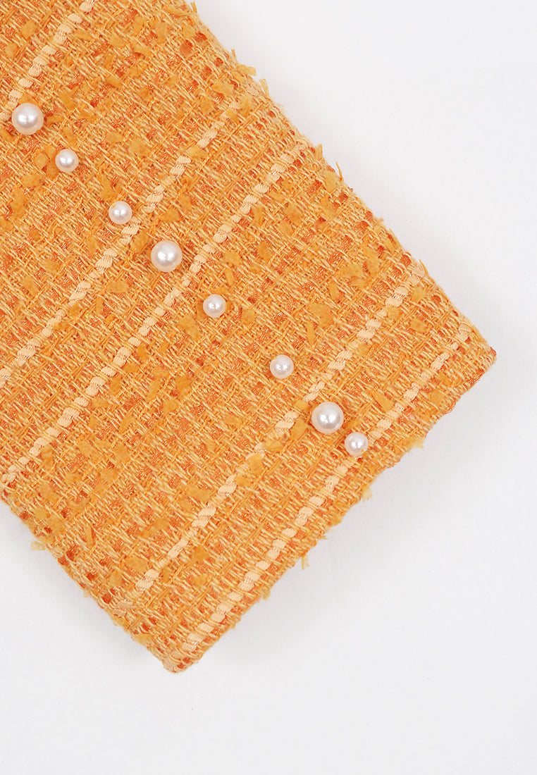 Orange Tweed Cristal Perlé Coat