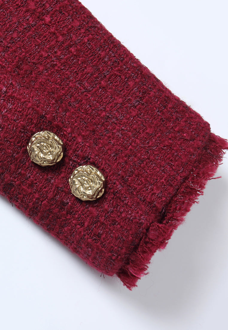 Bordeaux Bijou Tweed Coat