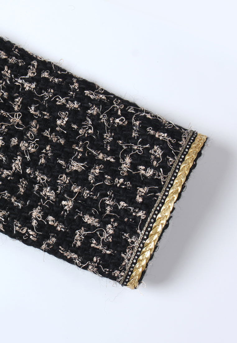 Éclat Embellished Sleeve Tweed Coat