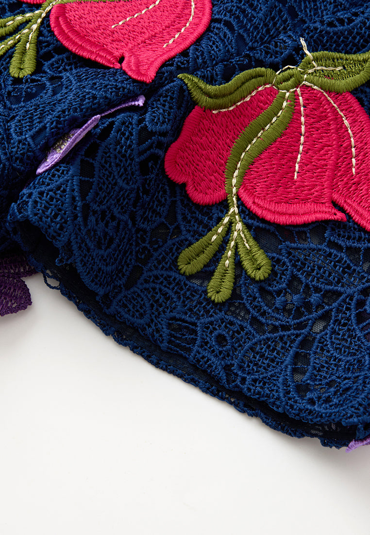 Appliqué Crochet-lace Maxi Dress