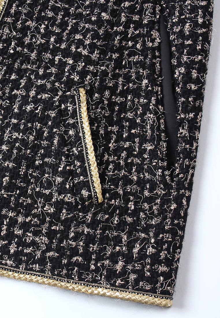 Noir Tissé Zip-Front Cape