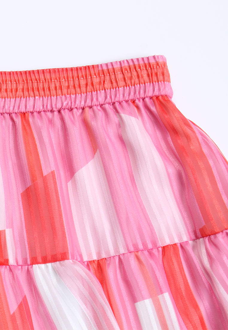 Fuchsia Flux Tiered Skirt