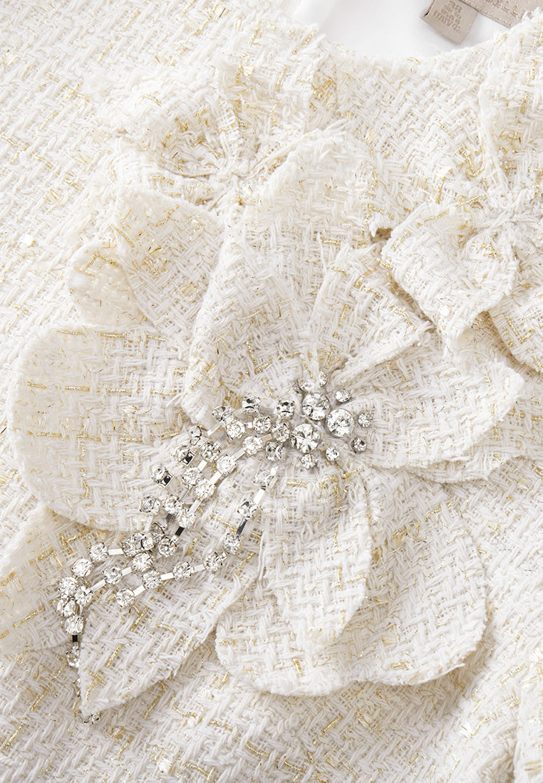 Crystal-detail Flower Embellished Dress