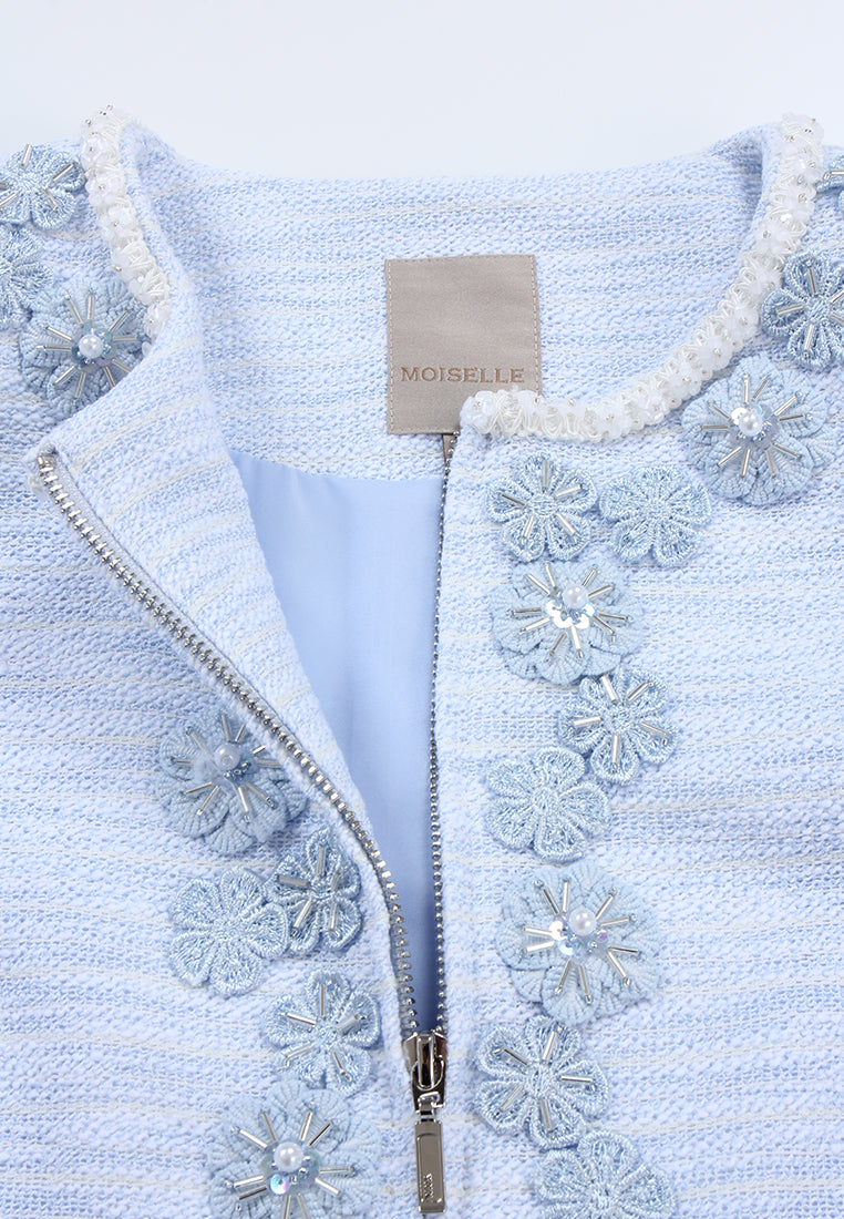 Azure Peony Embellished Jacket