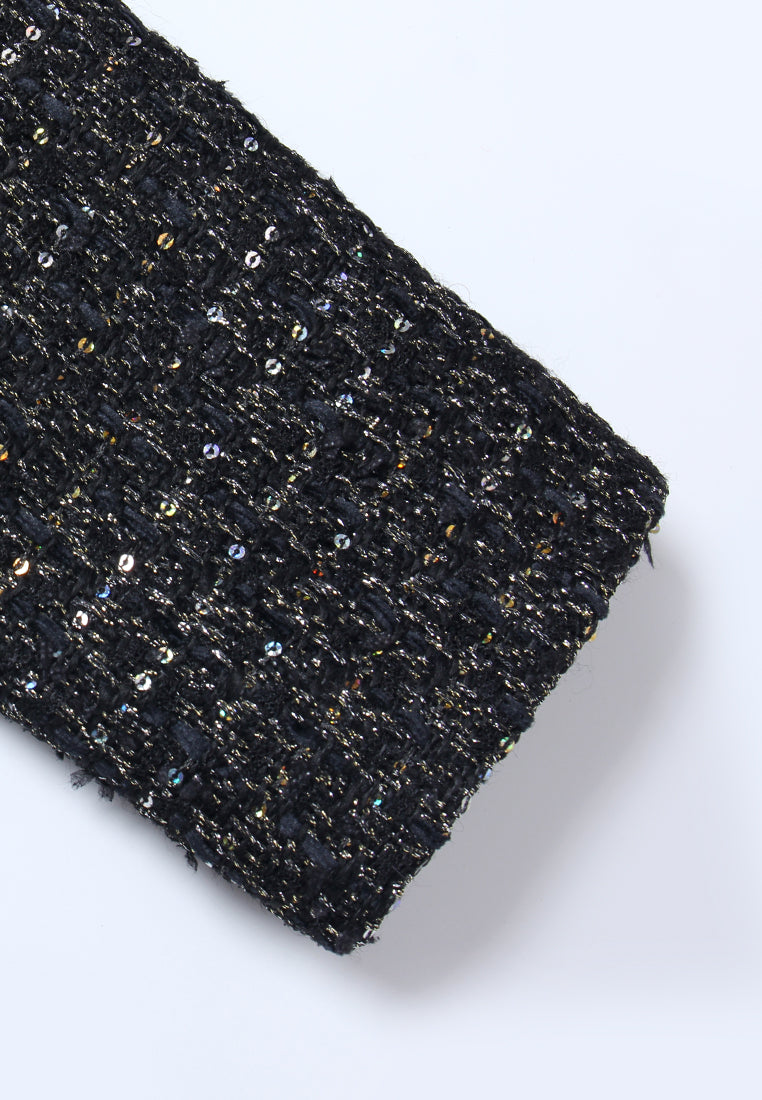 Noir Lurex Zip Tweed Jacket