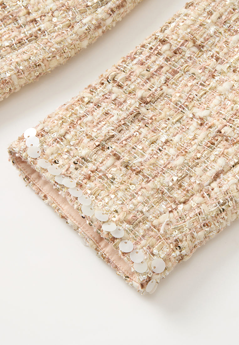 Sequin-detail Lurex Mixed Tweed Coat