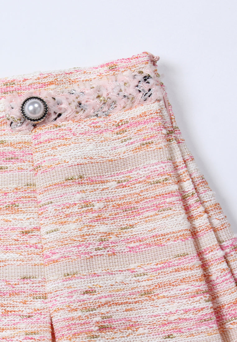 Baby Pink Weave Pleated Skirt