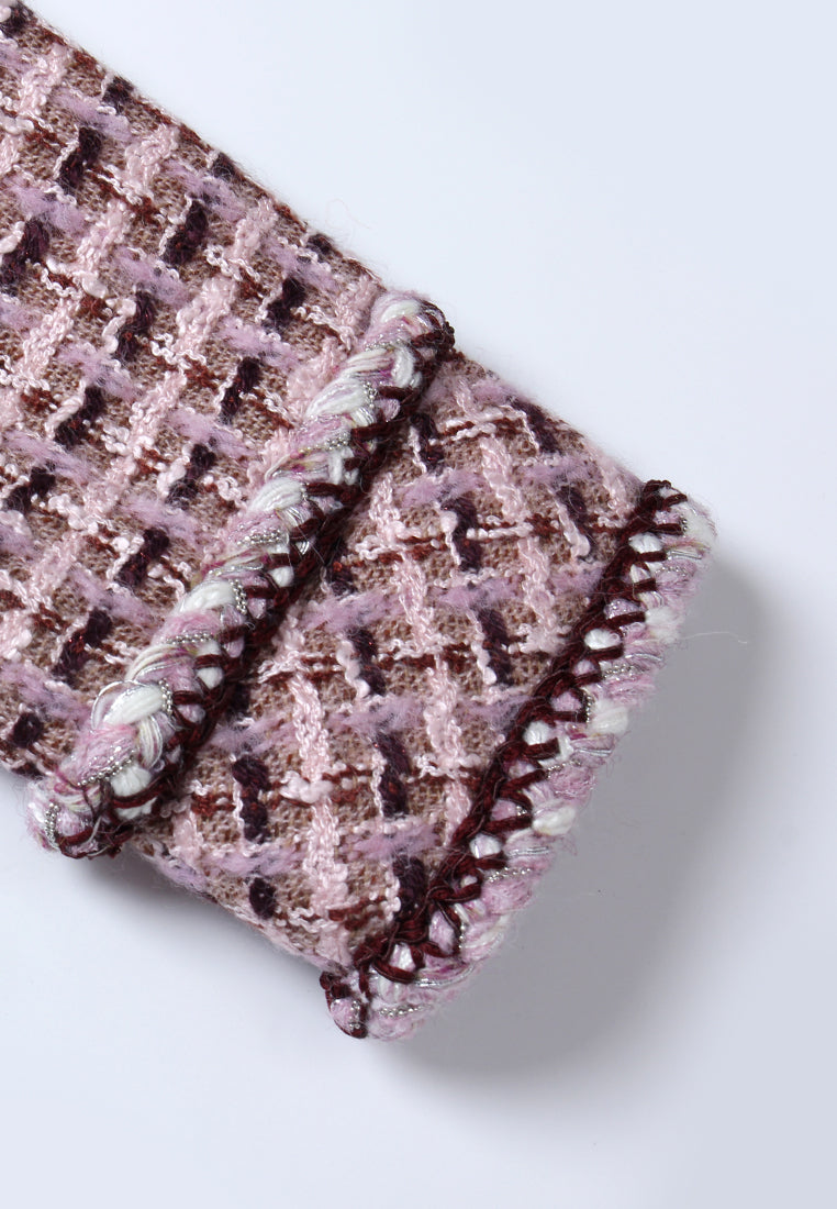 Rose Étoilé Manteau en Tweed Carreaux