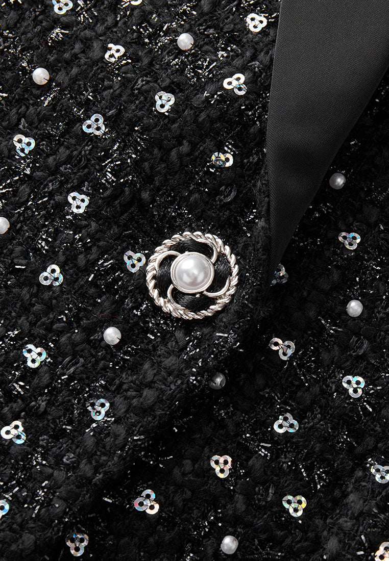 Sequin-and-pearl Embellished Peak Lapel Jacket