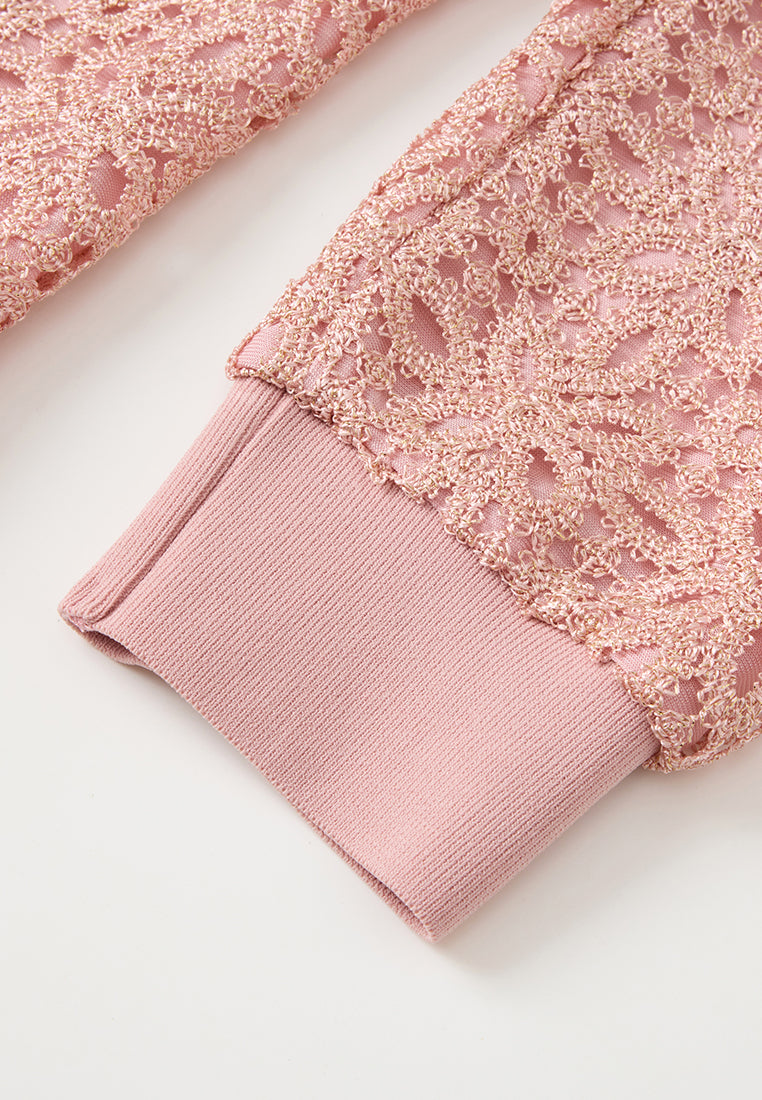 Crochet-lace Crystal-trim Sweatshirt