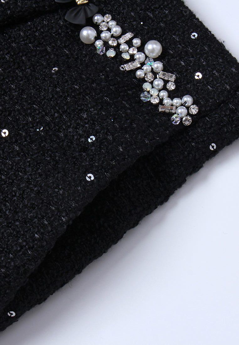 Sequin Tweed Straight-leg Trousers