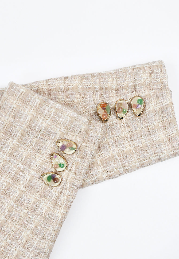 Beige Tweed Fleur Bijou Jacket