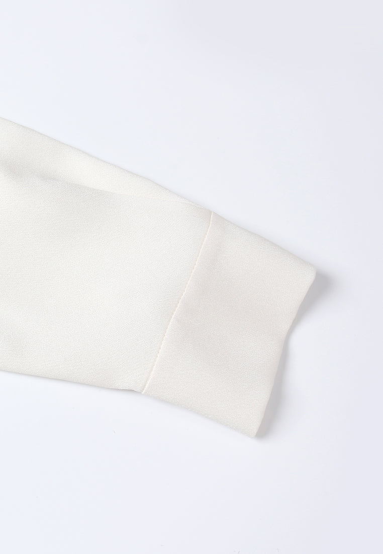 Embellished High-Neck Pleated Blouse