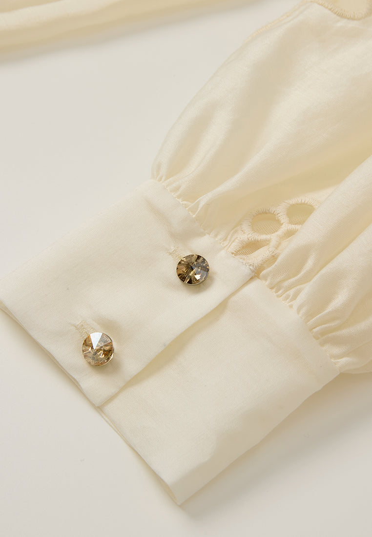Perforated-detailing Embellished Cotton Blouse