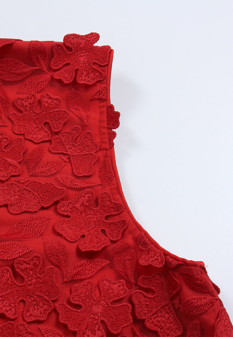 Scarlet Bloom Appliqué Vest