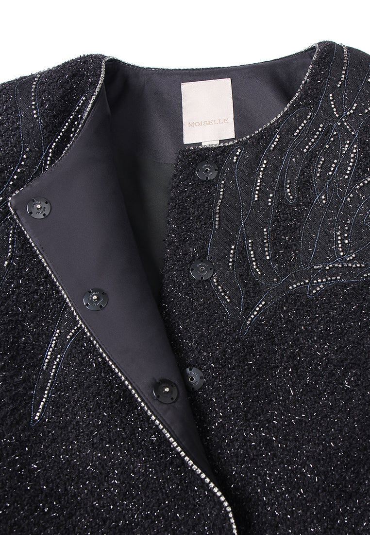 Velora Sparkle Embroidered Tweed Jacket