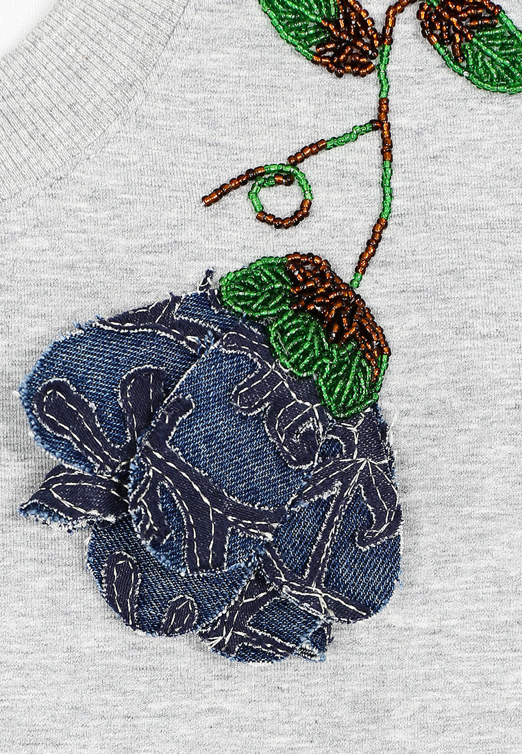 Gris Jardin Embroidered Floral Sweatshirt