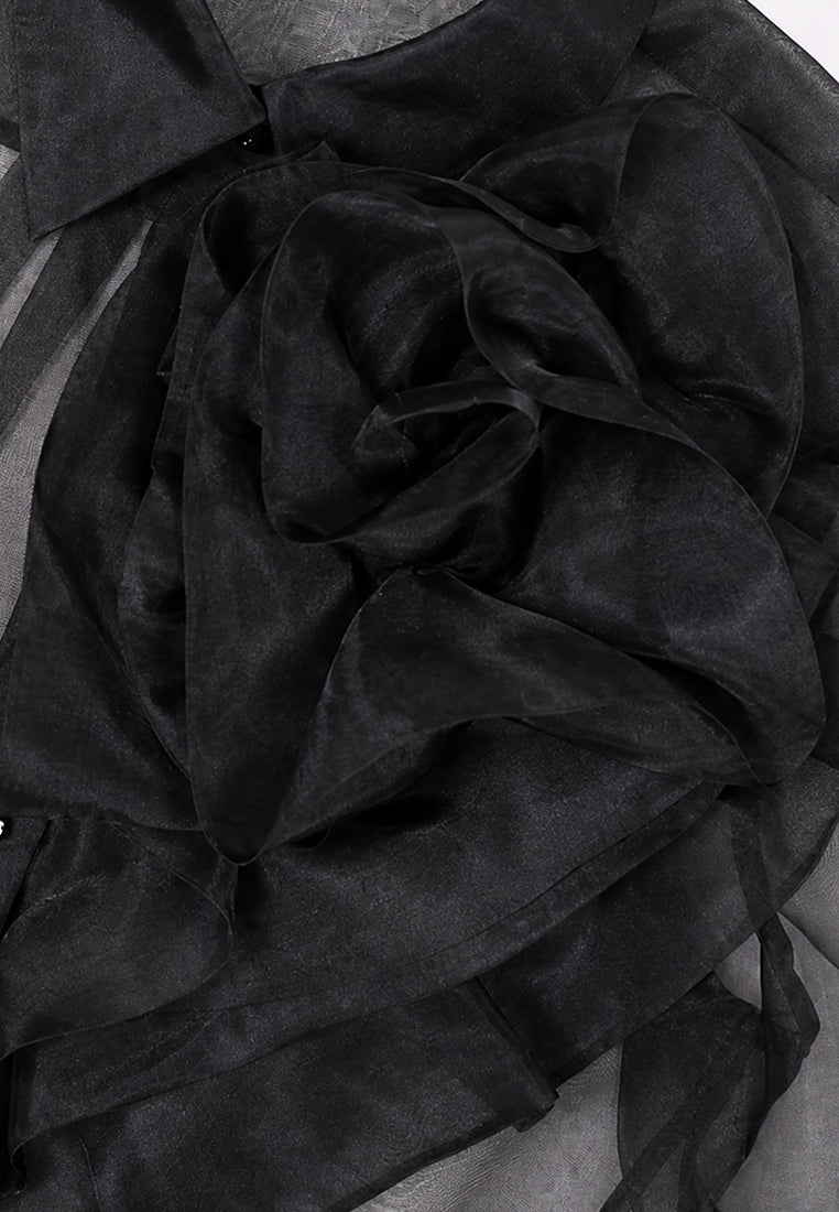 Noir Volant Majesté Sheer Blouse