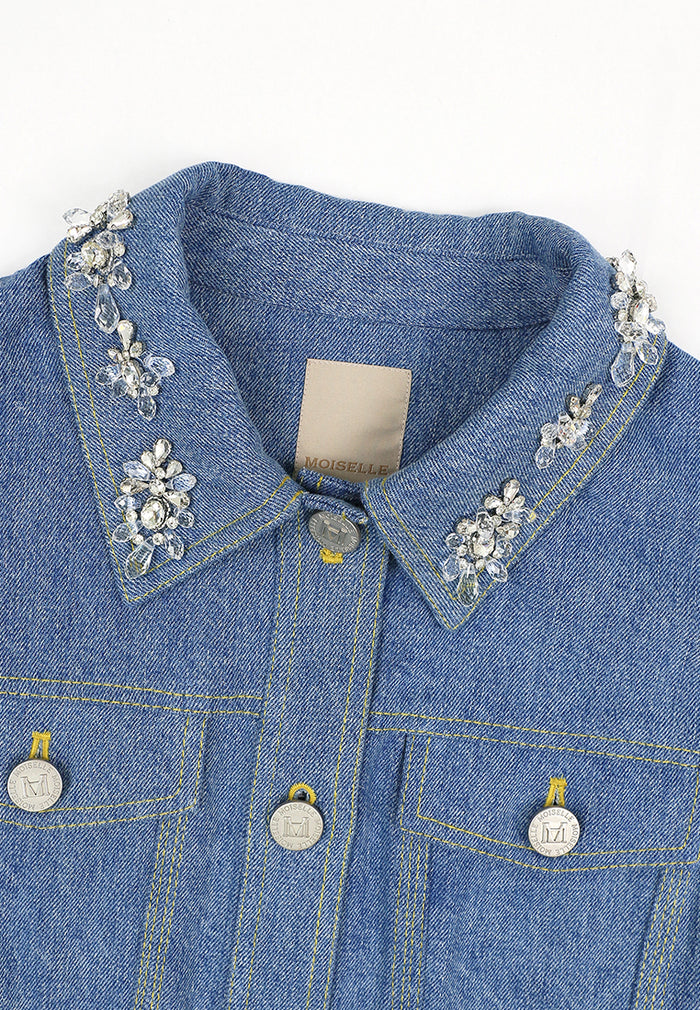 Bleu Denim Cristal Fleur Jacket