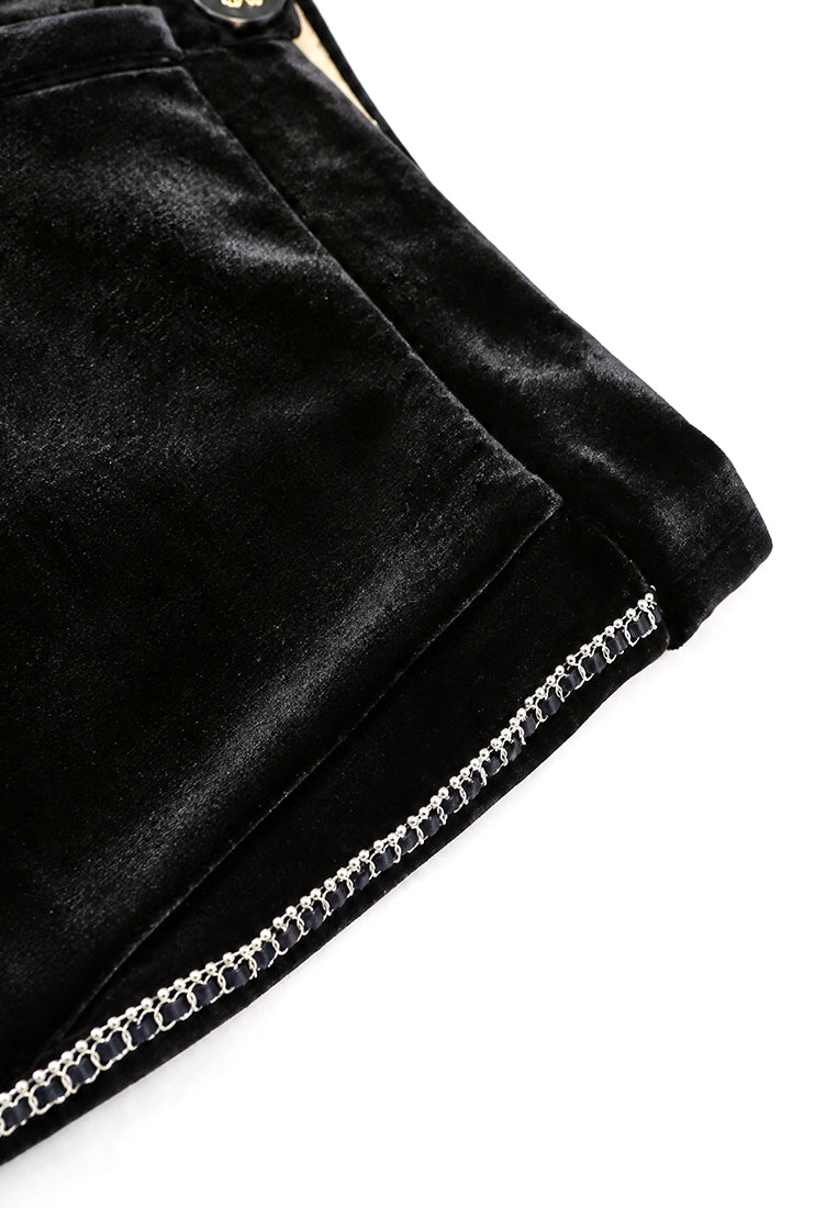 Noir Éclat Crystal-Trim Velvet Trousers