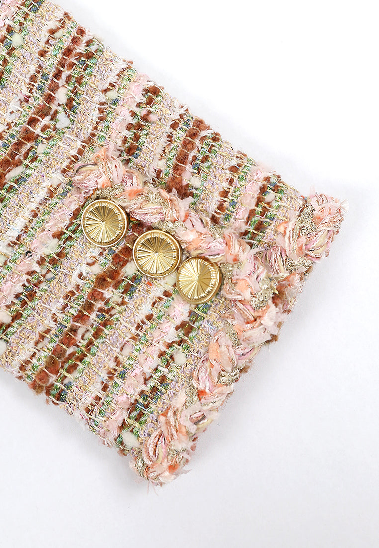 Rose Tweed Rayure Doré Jacket