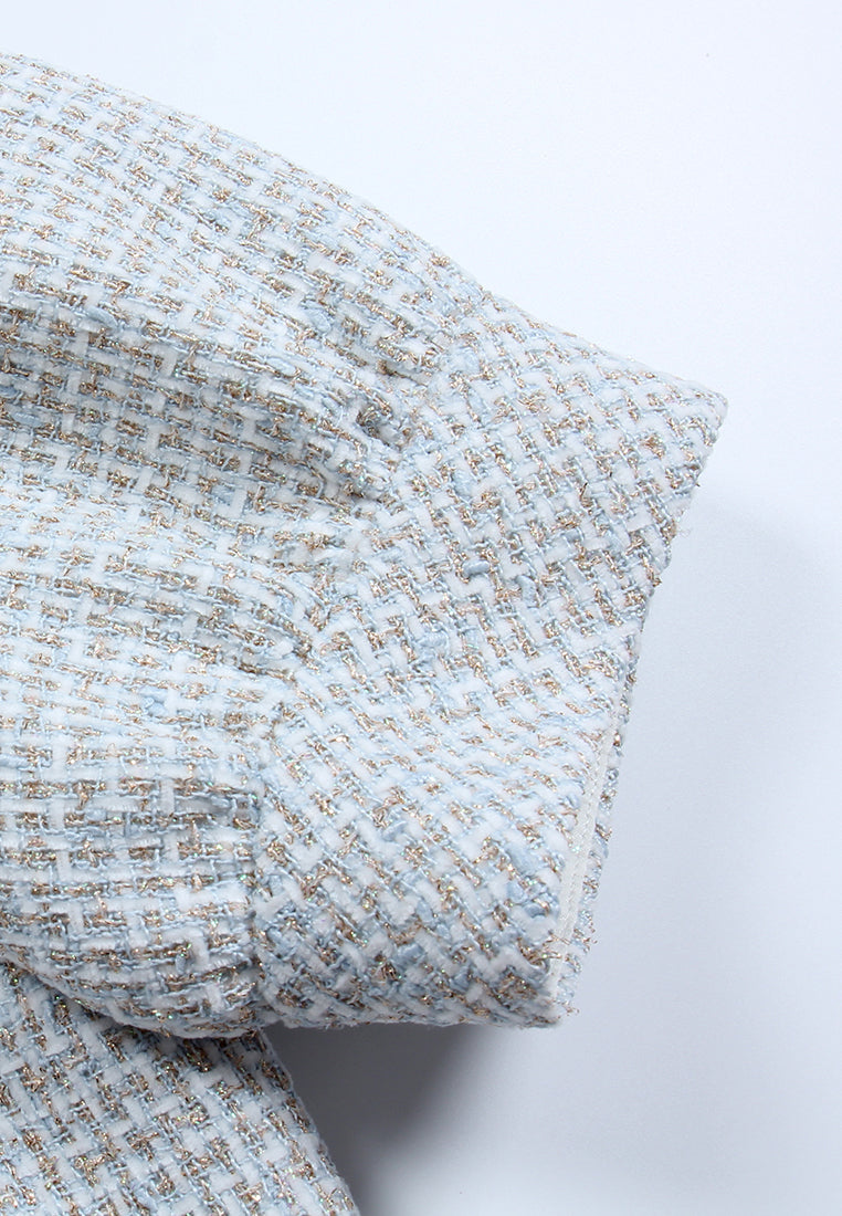 Azure Bloom Textured Tweed Jacket