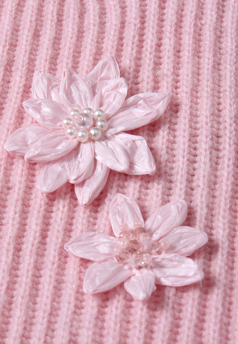 Broderie Fleurie Ribbed Knit Top