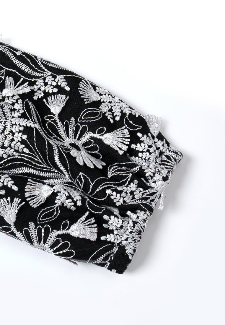 Floral Embroidery Bow-detail Coat