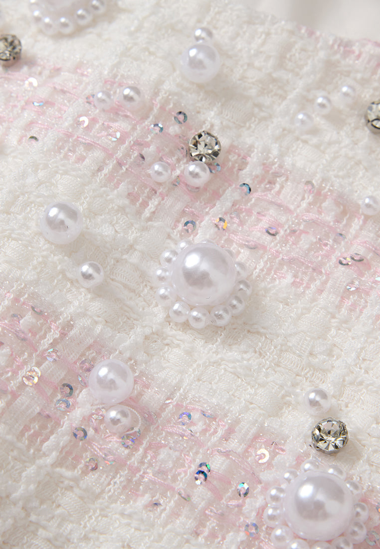 Embellished Stripped Tweed Dress