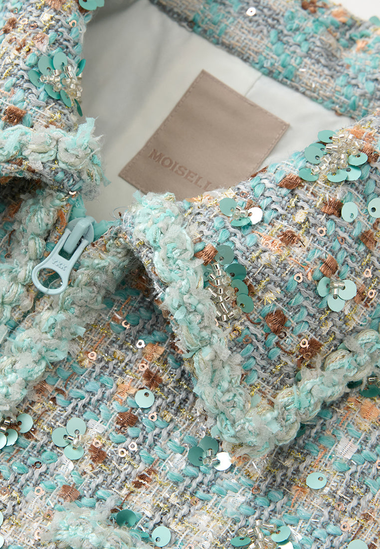 Contrast Checked Tweed Jacket