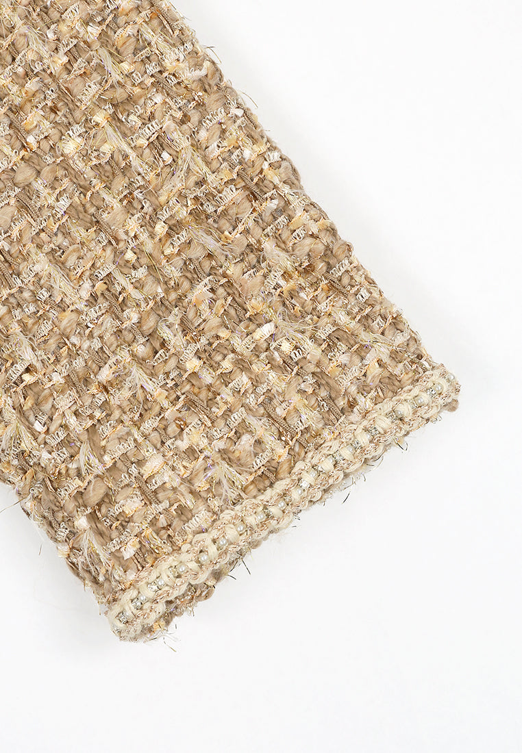 Beige Tweed Tresse Doré Jacket