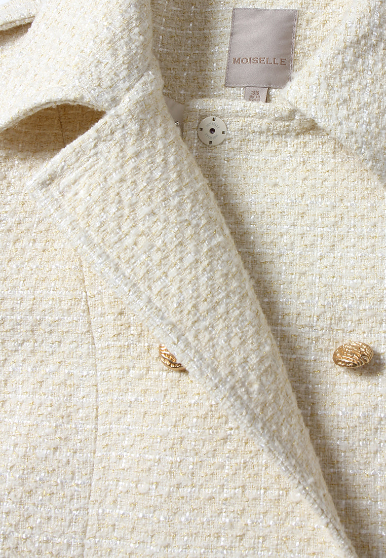 Crème Frange Double-Breasted Coat