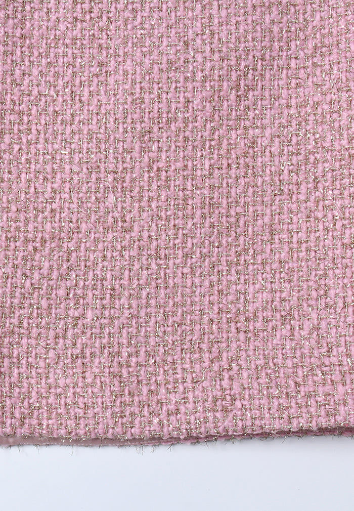 Pink Tweed Skirt with Trim Detail
