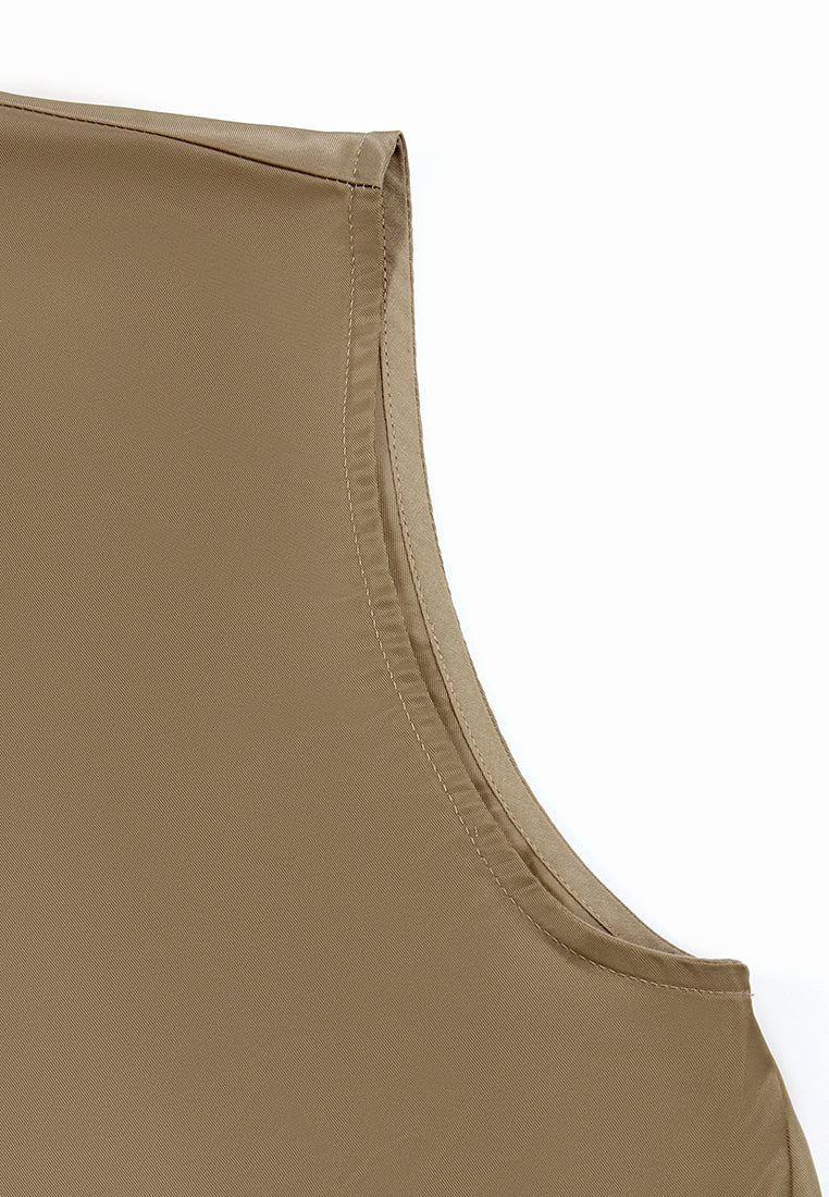 Beige Chic Zip Vest