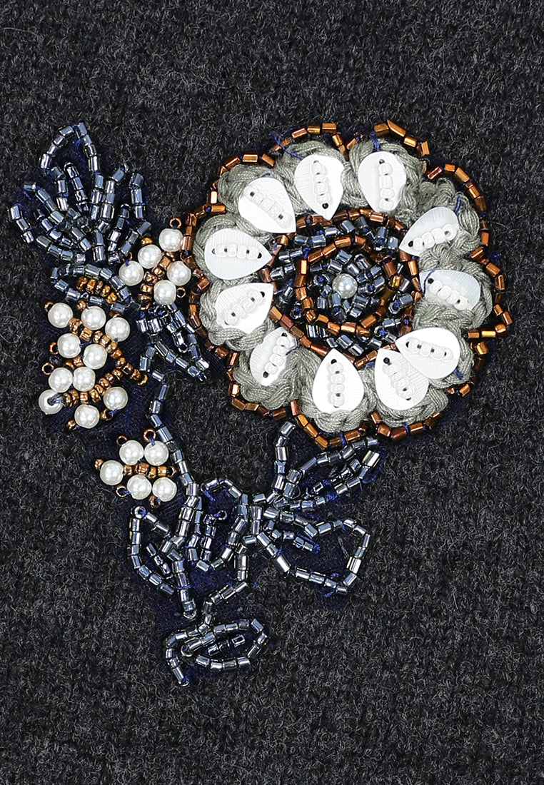 Fleur Précieuse Embellished Wool Cardigan