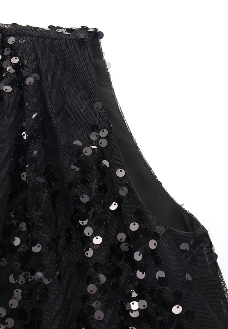 Black Sequin Evening Gown