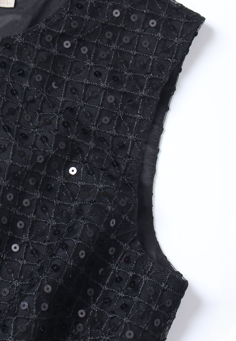 Noir Plumage Sequin Dress