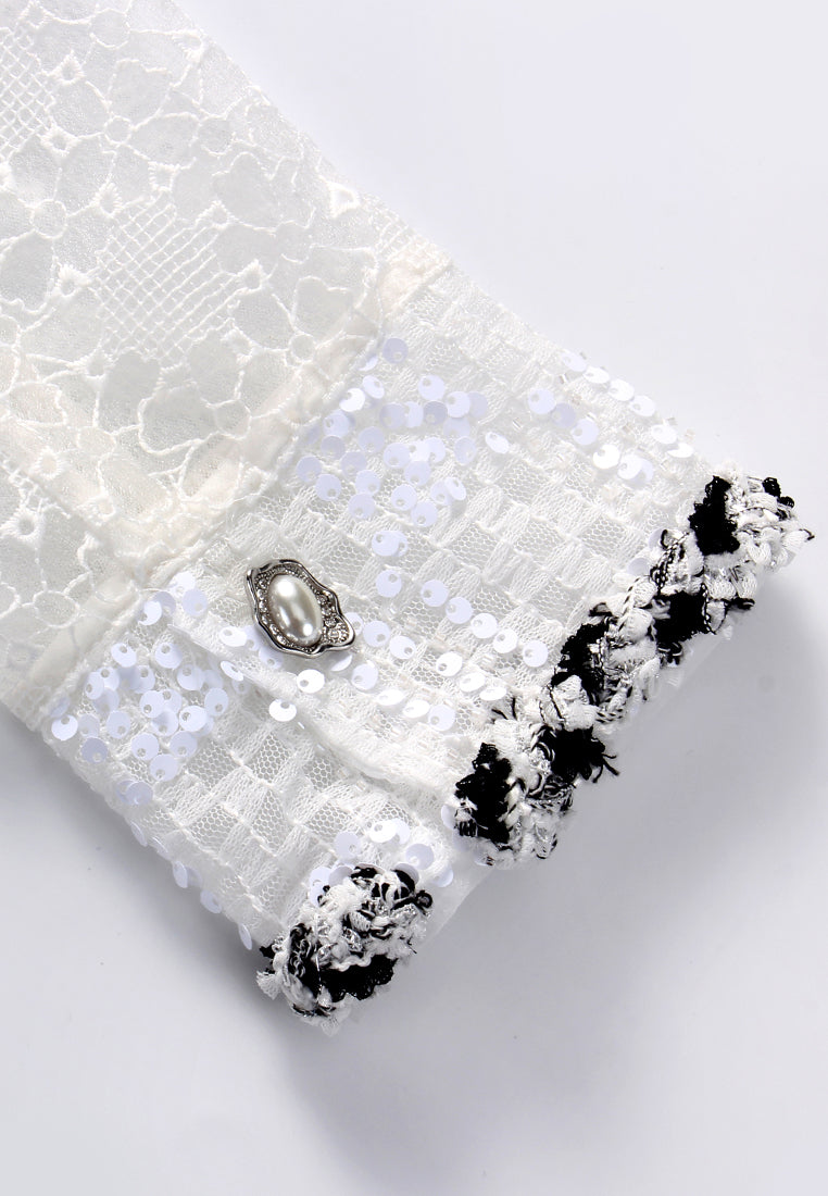 Contrast Lace Sequin Jacket