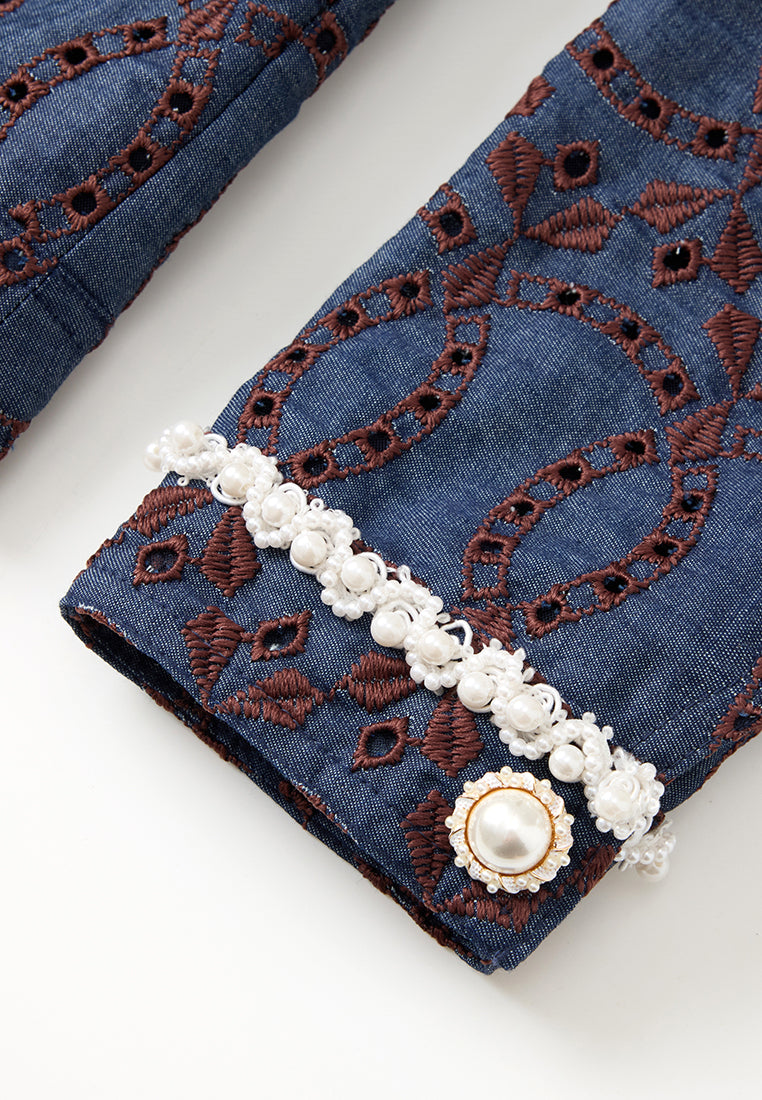 Contrast Embroidered Monogram Jacket