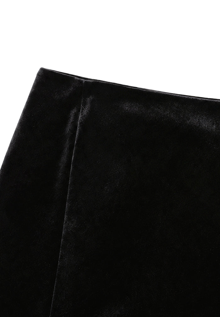 Velours Noir Plissé Skirt