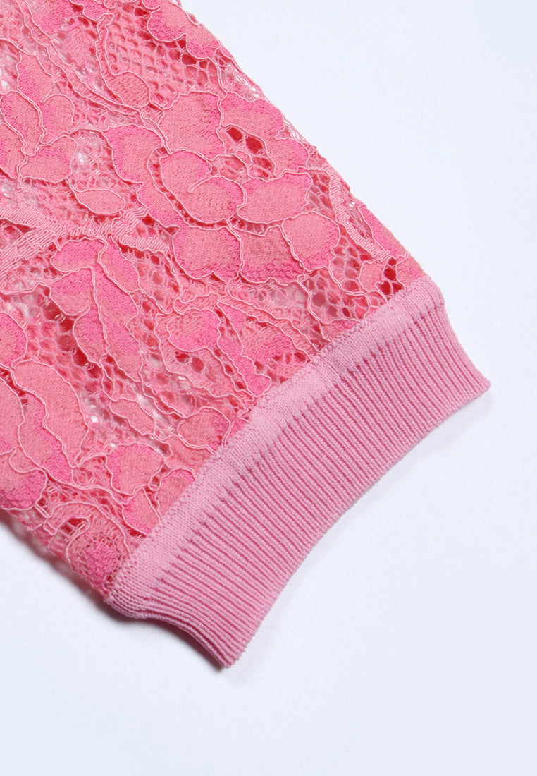 Blush Elegance Lace Cardigan